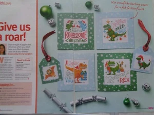 6 dinosaur Christmas designs cross stitch chart for cards - Picture 1 of 1