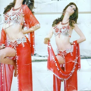 Sexy Belly dance costume, Handmade beaded Women dancing bra & skirt outfit - Imagen 1 de 25