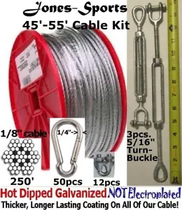 Jones-Sports Batting Cage Cable Suspension Kits Indoor and Outdoor 45' to 75' - Picture 1 of 18