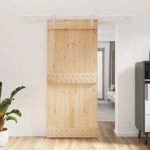 Sliding Door with Hardware Set 90x210 cm Solid Wood Pine vidaXL - Picture 1 of 11
