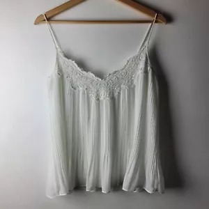 Massimo Dutti Size 36 White Pleated Lace Camisole Vest Top Blouse Casual Smart - Picture 1 of 10