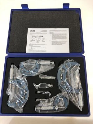 ANYTIME TOOLS 0-4/0.0001" Premium Outside Micrometer Set Machinist Tool Precision Carbide Tips