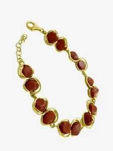 Bracciale di CORALLO Rosso in Argento 925 con Regolabile placcato ORO da Donna e - Foto 1 di 5