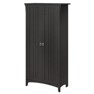 Bush Furniture Salinas Tall Storage Cabinet with Doors in Vintage Black - Picture 1 of 7
