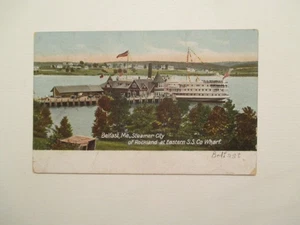 Belfast Maine Postcard Steamer City Rockland Eastern SS co Wharf 1909 ME - Picture 1 of 2