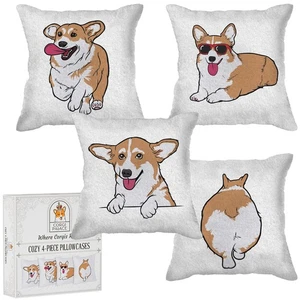 Corgi Accogliente Set di Federe 4 Pezzi, Regali Corgi Super Divertenti per Gli Amanti Corgi, Pl... - Foto 1 di 8
