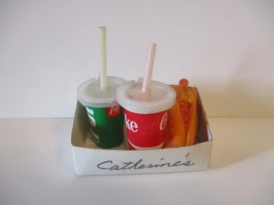 Catherine's To Go Take Out Box Coca Cola 7 Up Pop Hot Dog Refrigerator Magnet - Image 1 of 4