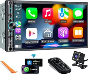 Upgrade Wireless Doppel DIN Autoradio mit Carplay, Android Auto, Bluetooth,... - Bild 1 von 7