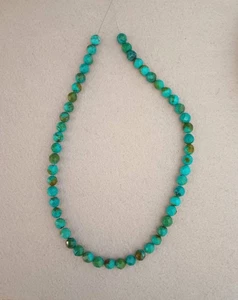 FACETED CLOUD MOUNTAIN TURQUOISE 7.5-8MM ROUND BEADS - 15.5" - 5088E - Picture 1 of 4