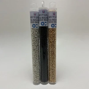 3 Röhren Set: 11/0 Miyuki Rocailles, Gold, Silber, Schwarz, Große 5" Röhrchen - Bild 1 von 5