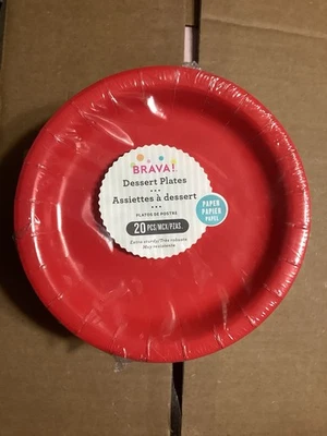Red 6.25”Inch Paper Plates 20 Per Pack Tableware Party Supplies Decorations 4 Pk - Image 1 of 2