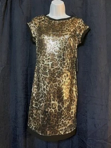 Women’s Vince Camuto Sequin Animal Print Dress Size 2 NWT - Picture 1 of 14