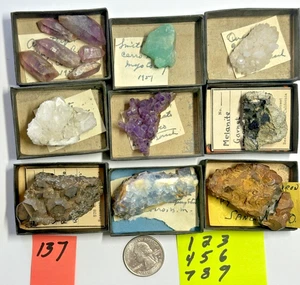 Walker Collection, 1930 to 1960, LOT #137 of 9 Rocks Gems Minerals - Picture 1 of 24