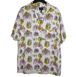 H&M Rick & Morty Cartoon Network Shirt Size Medium Button Up Hawaiian Festival - Picture 1 of 10