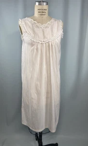 Vintage Nightgown SIZE SMALL sleeveless gown lace pin tuck BARBIZON 80s 90s - Picture 1 of 13