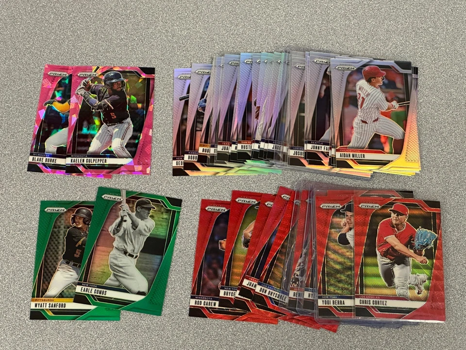 Tarjetas de béisbol Prizm 2025 - PEP plateadas, ondas rojas, verdes y rosas Ice Prizm Foto 1 de 1