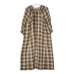 45R/45rpm Indian linen puka puff dress dress Beige brown 5-0616M∞ - Picture 1 of 6