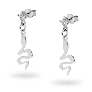 Orecchini Punto Luce Bianco con Accessorio Pendente Serpente in Argento 925 - Imagen 1 de 1