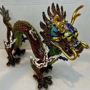 Vintage chinesische Cloisonne Emaille bemalte Drachen Figur Statue - Bild 1 von 9