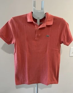 LACOSTE Boys Short Sleeve Polo Size 16 Coral Classic Shirt Youth - Picture 1 of 5