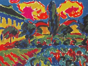 Karl Schmidt-Rottluff - Sommerlandschaft, 1910, 60x80cm, Druck Leinw./Holzrahmen - Bild 1 von 1