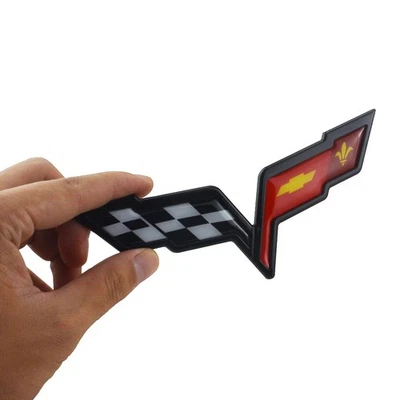 1 pieza para Corvette C6 2005-2013 emblema delantero trasero cruz bandera insignia negro rojo Foto 1 de 4