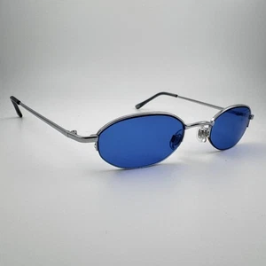 Y2K Oval Blue and Silver Sunglasses Jean Paul Gaultier Style 2 - Picture 1 of 6