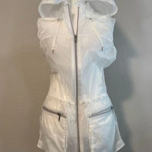 Athleta White Hooded Zip-Up Vest - Picture 1 of 10