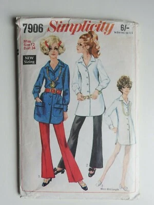 Simplicity vintage pattern 7906 - shirt dress & trousers Size 12 CUT COMPLETE  - Image 1 of 2