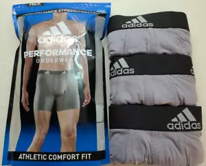 Adidas Men's Boxer Briefs 3 Pack Large 36-38 Grey Performance Underwear MSRP$30 - Picture 1 of 4