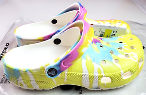 Crocs Classic Tie-Dye Graphic Clogs White/Multi Men 10 / Womens 12 New With Tags