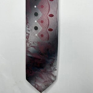 Corbata geométrica floral gris granate Wembley para hombre 3 1/2” EE. UU. - Imagen 1 de 9