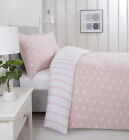 Spots & Stripes Pink Duvet Cover Set, bedding set single double king, reversible