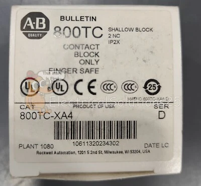 ALLEN-BRADLEY NEW ALLEN BRADLEY 800TC-XA4 Finger Safe Contact Block 2 NO CONTACTS - FREE SHIP