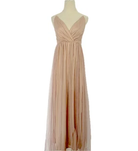Abendkleid, Damen Kleid, Maxi Kleid mit Gittergewebe und Pailletten, Beige - Bild 1 von 9