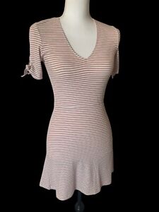 Skylar + Madison Short Sleeve Dress Striped Pink And White Size M