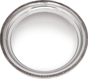 Salvador Bandeja de Peltre Redonda Grande 300mm Ancho Patrón Celta Perfecto para Grabar - Imagen 1 de 4