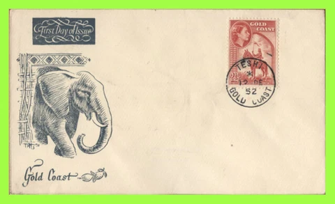 Gold Coast 1952 QEII 2½d on illustrated First Day Cover, Teshi Cover