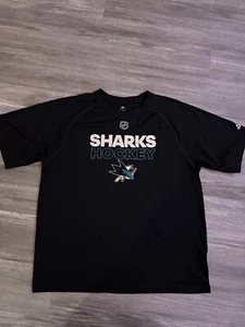 Men's adidas Black San Jose Sharks climalite Raglan T-Shirt Size L - Picture 1 of 4