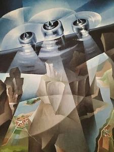FUTURISM air painting crals lithographed print on cardboard - Picture 1 of 1
