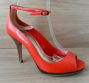 Wallis Woman's Orange Ankle Strap Open Toe High Stiletto Heel Shoes - Size 38 eu - Picture 1 of 12