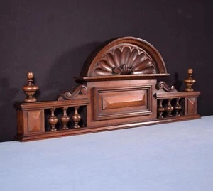 29" French Antique Crest/Pediment/Crown in Carved  Walnut and Rosewood - Picture 1 of 11
