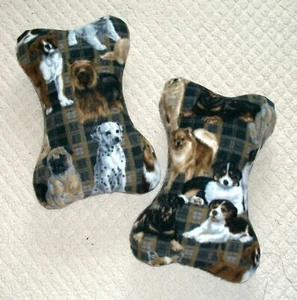 NEW Handmade 2Pc Set 11x15 Fleece Pillows Dog Bone Shape Puppy Dogs - Picture 1 of 3