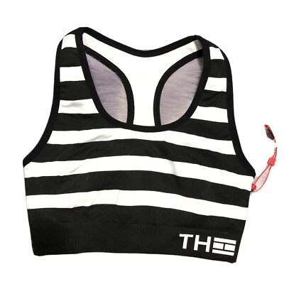 NUEVO Sujetador deportivo Tommy Hilfiger a rayas anchas espalda deportiva talla S negro blanco Foto 1 de 4