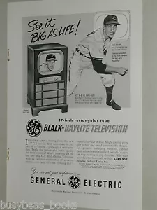 1951 General Electric TV ad, Indians Pitcher Bob Feller - Foto 1 di 3
