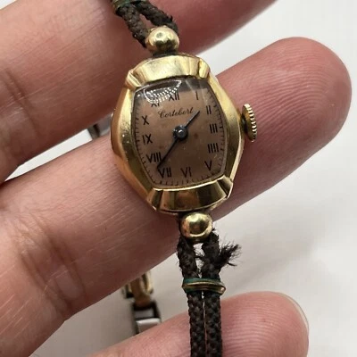 Raro reloj pulsera Cortebert vintage para damas caja de oro macizo de 14 K para reparación. #2 Foto 1 de 4