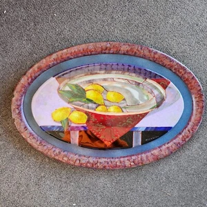 Dawn Adams & Dale Steffey Signed Fused Art Glass Plate of Lemons 5/30/2001 - Picture 1 of 16