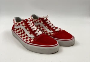 Mens Size 10 - VANS Old Skool Red Checkerboard Pre-owned - Picture 1 of 8