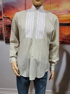 Vintage Sasson Mens 80's Green White Snap Button Long Sleeve Size M Shirt #C - Picture 1 of 11