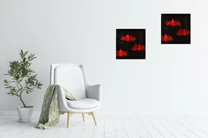 Lacquerware wall art / plaque - 40x40cm - Lotus Design - Picture 1 of 4